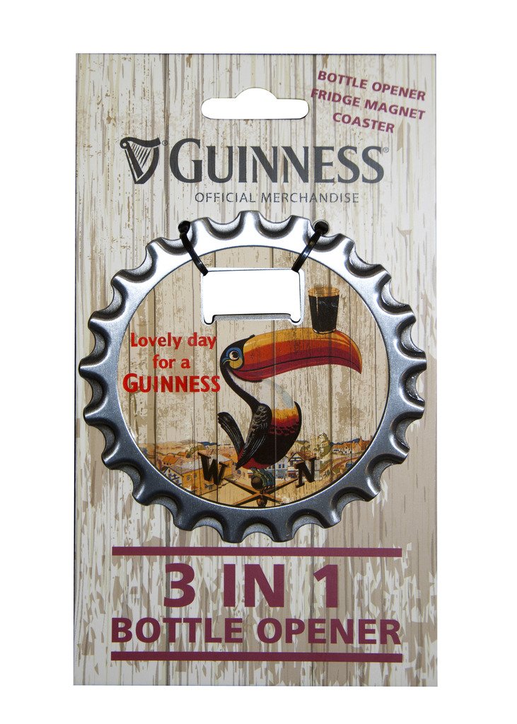 Guinness 3 in 1 Bottle opener, Fridge Magnet and Coaster With Toucan Design