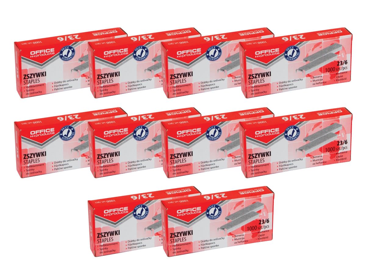 Office Products 18072319-19 Staples 23/6 Silver / 10,000 Pieces (10 x 1000 Pieces) Standard Hand Staples/Staples/Paper Clips/Galvanised