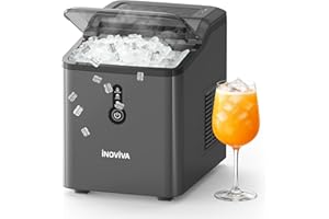 INOVIVA Nugget Ice Maker Countertop – 6 Mins Fast Ice Production, FLASHCHILL™, 26.5 LBS/Day, Self-Cleaning, Compact Portable Design, Ideal for Home, Office & Parties