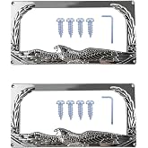 UpAuto 2PCS Car License Plate Frame American Standard License Plate Holder, Car License Plate Covers with Screws &amp; Tools (Eagle, 12.65 * 6.5 * 3.85)
