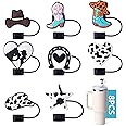 8-Piece West Cowboy Straw Covers for Stanley Cup, 0.4in/10mm Diameter Straw Toppers Cap,Compatible with Stanley 20 30&40 0z Cup, Dust-Proof Straw Caps for Water Bottle
