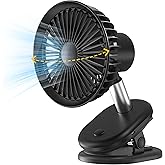 Zestaline Mini Rechargeable Clip On Usb Fan Oscillating For Bed,5000mAh Battery Operated Fan For Desk,Small Fans Portable for Office Stroller Bedroom and Camping(Black)