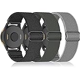 3 Pack 20mm Watch Bands Stretchy Nylon Compatible with Garmin Vivoactive 6/5/3/Venu/Venu Sq, Loop Elastic Straps for Forerunn