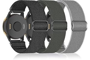 3 Pack 20mm Watch Bands Stretchy Nylon Compatible with Garmin Vivoactive 6/5/3/Venu/Venu Sq, Loop Elastic Straps for Forerunn