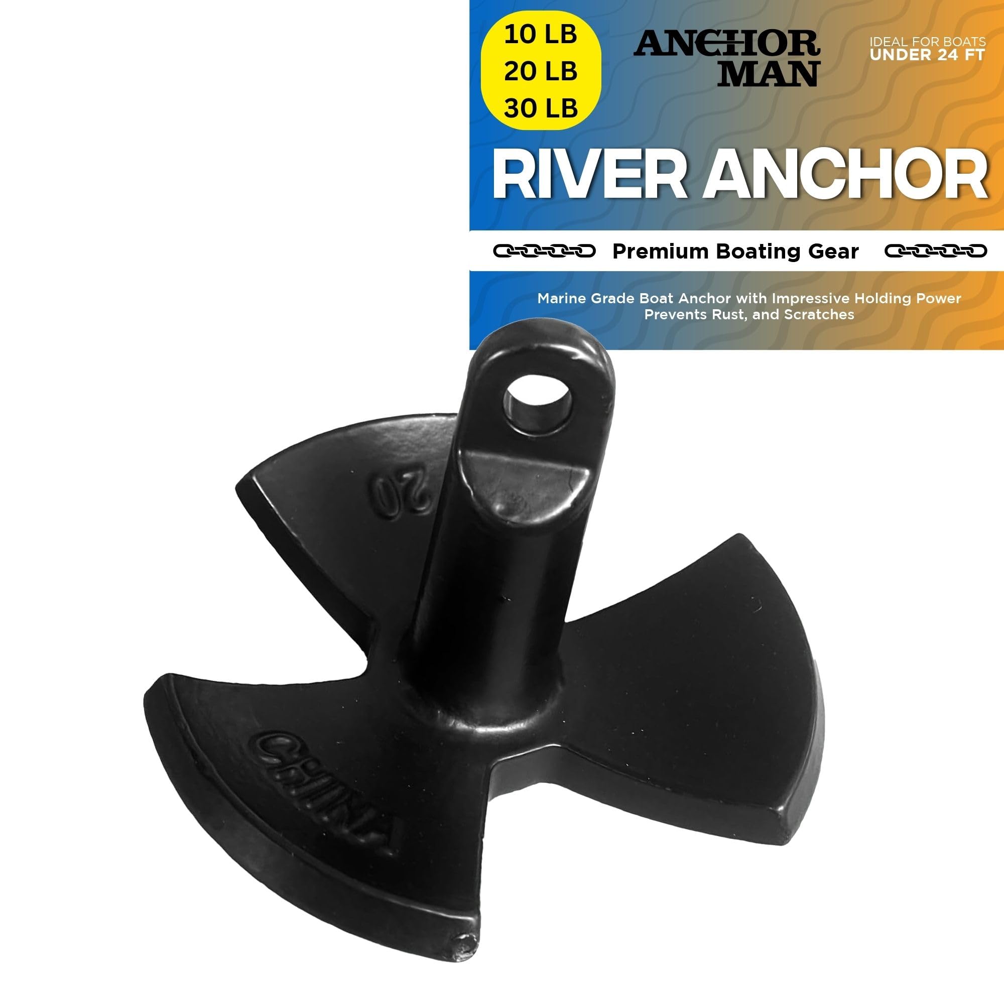 Mua River Anchor, Black Vinyl Coated Mushroom Anchor for Boats Marine