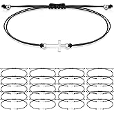 Sureio 20 Pcs Friendship Bracelets Bulk Heart String Handmade Matching Bracelets for Adults Couples Friends Braided Adjustable Charm wristbands for Family Women Men(Cross)