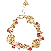 GUESS Goldtone Light Peach Glass Crystal Line Bracelet