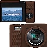 Canboc Protective Case for Panasonic LUMIX ZS99 Point and Shoot Camera, ZS99 Soft Silicone Cover with Removable Lens Cover, Coffee (Case Only)