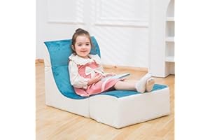 SUFUS Kids Indoor Chaise Lounge Sofa Bed Foam Comfy Floor Chair for Boys and Girls Folding Lazy Sofa Couch with Back Support Comfy Reading Chair for Toddlers and Teens, Royal Blue