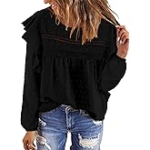 BETTE BOUTIK Womens Boho Fall Long Sleeve Shirts Crewneck Dressy Casual Blouses Trendy Flowy Tops