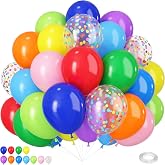 Colorful Balloons Rainbow Assorted Color Multicolor Confetti Birthday Party | 12INCH Red Blue Yellow Green Pink Purple Orange Helium Latex Balloons Carnival Fiesta Party Decorations Baby Shower