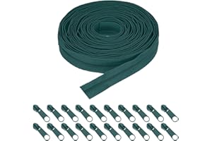 HARFINGTON #5 Nylon Coil Zippers 10 Yards 1.2" Sewing Zippers Tapes Roll with 20 Replacement Zip Sliders for DIY Sewing Tailo
