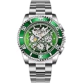 RUIGE New Hollowed Out Men's Fully Automatic Watch with Mechanical Movement, Three Eye six Needle Men's Luminous Waterproof Fashion Trend Watch A10-5