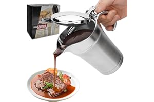 SHIKORI Double Insulated Gravy Boat - 750ML/26 OZ Stainless Steel Sauce Jug with Hinged Lid Hinged for Gravy or Cream at Thanksgiving (Silver)