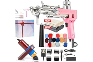 Rug Tufting Gun with Carpet Trimmer Kit - BESGEER-Rug-Tuft-Gun-with-Tufting-Shears, 2 in 1 Cut & Loop Pile Carpet Gun and Carving Clippers, Carpet Gun Machine kit for Beginners(Baby Pink)