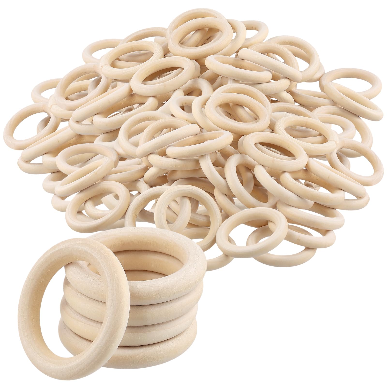 Photo 1 of PINGEUI 200 Pcs 2 Inch Wooden Rings for Crafting, 8mm Thick Natural Wood Rings, Unfinished Smooth Wood Rings for Macrame, Jewelry Making