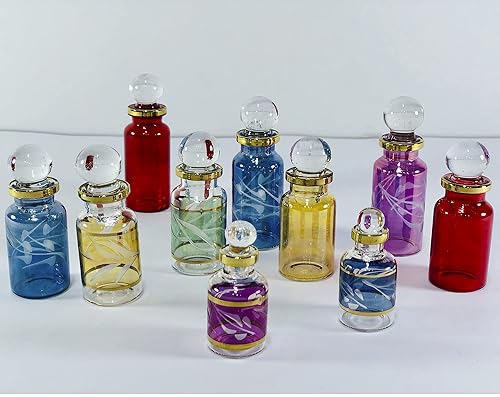 Egyptian Hand Blown Glass Egyptian Perfume Bottles, Assorted