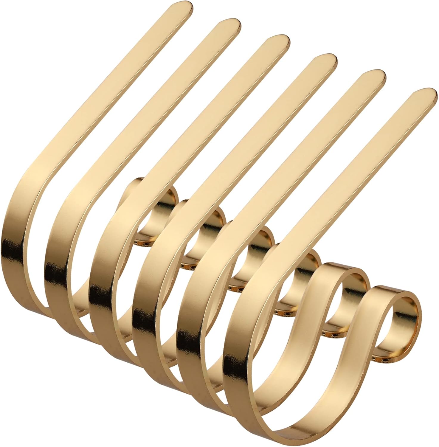 Stockings & Holders - Oubomu Set of 6 Christmas Stocking Holders for Mantle, Mantle Stocking Holder, Mantel Stocking Hangers, Stocking Hooks for Fireplace (Gold)