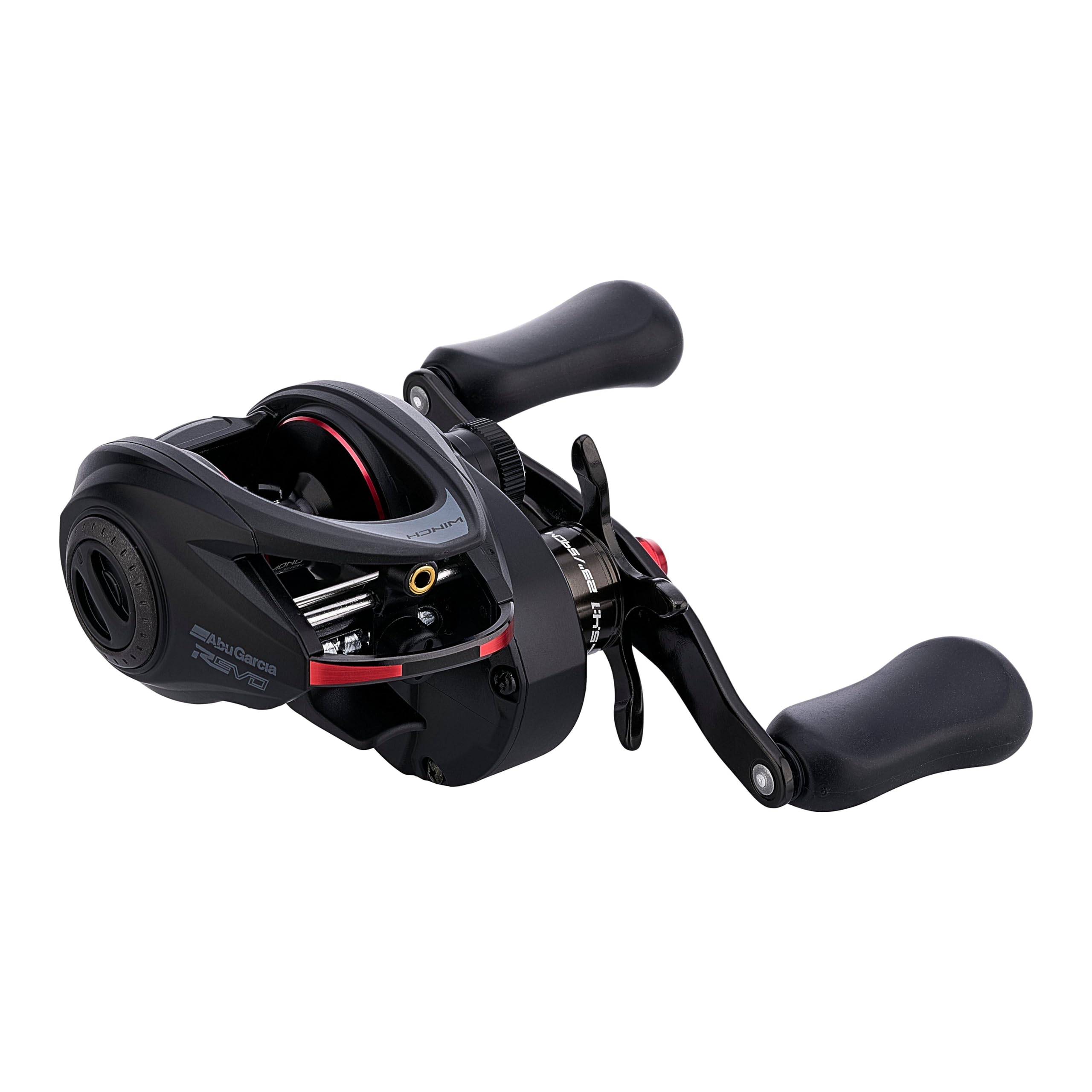 Abu Garcia Low Profile Baitcast Reel, Revo Winch Low Profile Reels, Predator Fishing, Fresh water Angler, Perch, Pike, Zander, Black, Robust & Lightweight, 9+1 Bearing Count, Low Profile