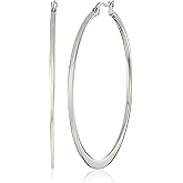 Amazon Essentials Gold Plated or Stainless Steel Flattened Hoop Earrings