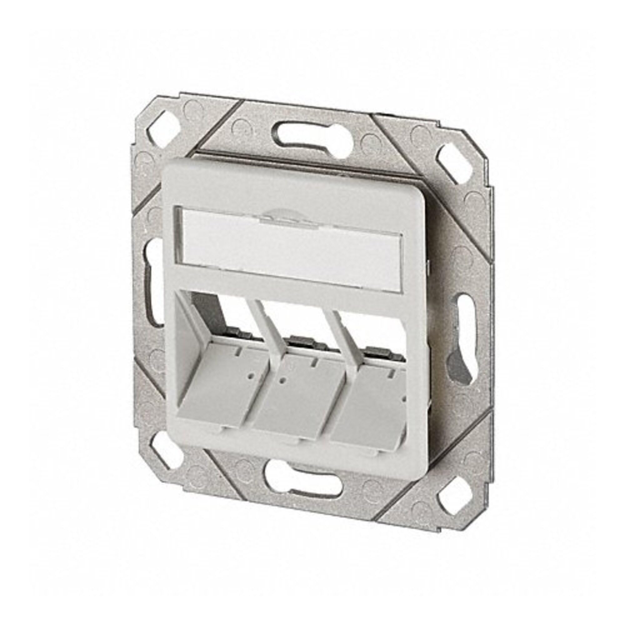Metz Connect 130B20D31102KE Flush-Mounted Network Socket with Central Plate 3 Port Pure White (RAL 9010)
