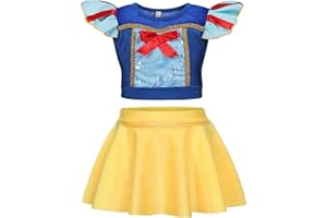 WonderBabe Girls Princess Two Piece Swimsuit Kids Bathing Suits Ruffles Fancy Swimwear Surf Beach Summer Swimming Tankini Set