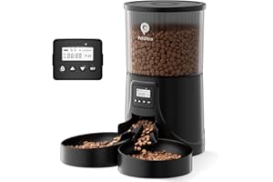 PETULTRA Automatic Cat Feeder for 2 Cats - 16 Cups/4L Timed Auto Pet Feeder with Portion Control (1-6 Meals), Dual Power& Easy to Clean for Indoor Cats & Small Dogs