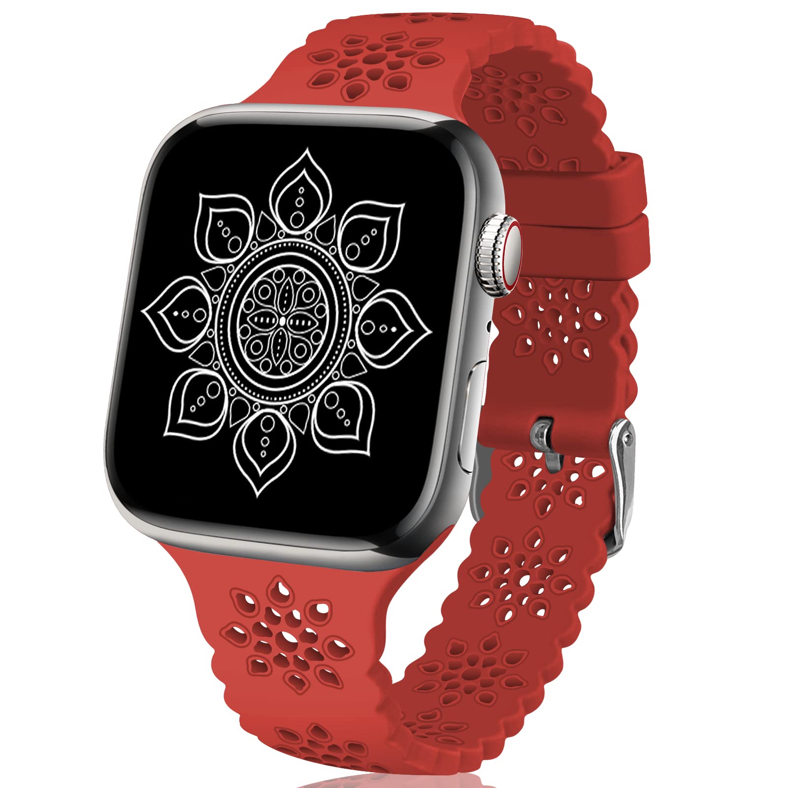 TopPerfekt Lace Strap Compatible with Apple Watch 38mm 40mm 41mm Ladies Soft Slim Hollow Breathable Sport Band with Classic Buckle for iWatch Series SE 8 7 6 5 4 3 2 1 Ultra
