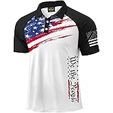 Mainfini Men's Short Sleeve Golf Shirts UPF 50+ Raglan Patriotic American Graphic Polo Shirt (S-3XL)