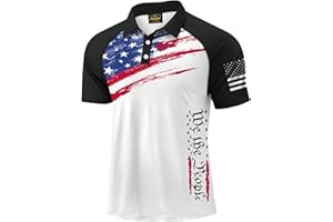 Mainfini Men's Short Sleeve Golf Shirt 1776 USA Flag Graphic Button Polo Shirt (S-3XL)