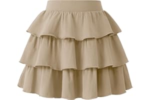 KEREDA Girls Skirt Kids Casual 3-Layer Ruffle Skort School Uniform Skirts for Girls