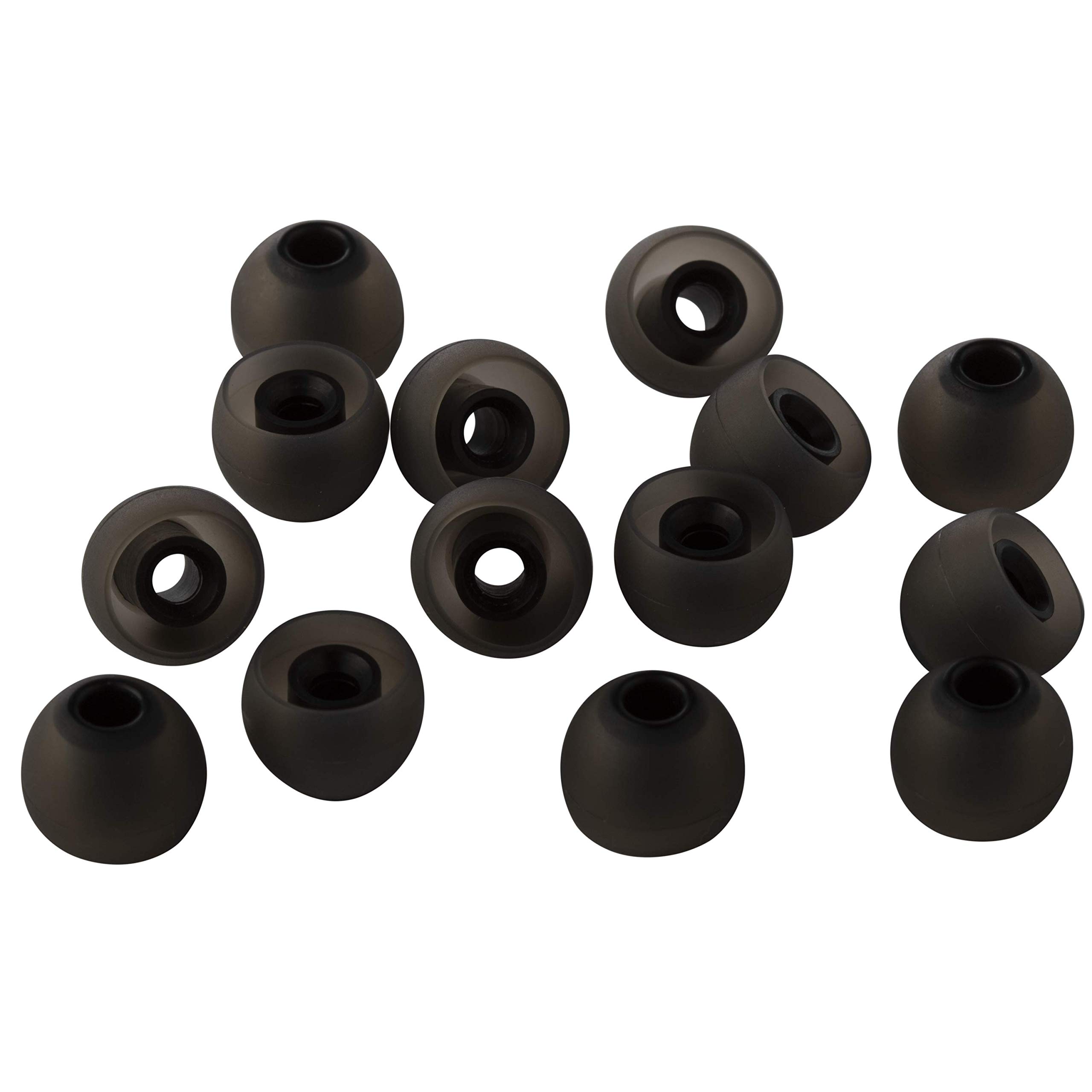 Xcessor 7 Pairs (14 Pieces) of Silicone Replacement In Ear Earphone Earbuds. Replacement Ear Tips for Popular In-Ear Headphones. (M, Black/Black)