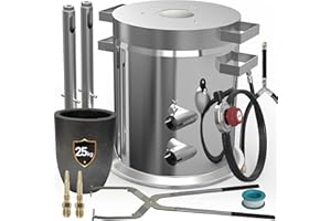 GongYi 25KG Propane Melting Furnace Kit with Lifting Tongs Made of Stainless Steel Includes Crucible Foundry Kiln Forge for Smelting Scrap Metal Recycle Gold Copper Aluminum Casting Machines