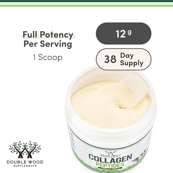 COLLAGEN PEPTIDES POWDER – HYDROLYZED COLLAGEN, KETO SAFE – 16.08OZ – MULTI TYPE 1, 2, AND 3 (GRASS FED BOVINE SOURCE)(COLAGENO HIDROLIZADO) COLLAGEN SUPPLEMENTS FOR WOMEN AND MEN BY DOUBLE WOOD