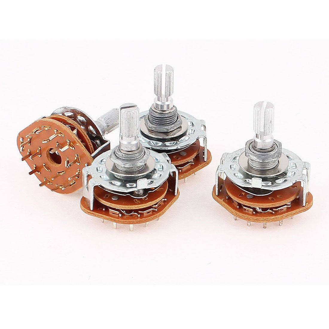 sourcingmap 4 x Rotary Switch Potentiometer 3 Pole 4 Position 15 Pins