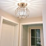 Hudi Fyier Crystal Chandelier Ceiling Light Gold Semi Flush Mount 60W view 5