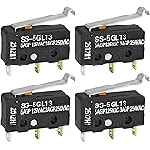 SS-5GL13 Miniature Micro Switch (Pack of 4) - 5A 125VAC 3 Pins Micro Limit Switch with Curved Tip Lever