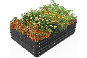 Tigerden Outside Raised Garden Bed Kit for Vegetables, Herbs, Flowers, and Fruits, 4.0x3.0x1.0ft Planters Box for Outdoor Plants, Black