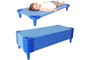 OCKYOOZ Daycare Cots, 6 PCS Portable Toddler Nap Cots with Breathable Mesh Fabric, Stackable Daycare Cot for Kids, Preschool 