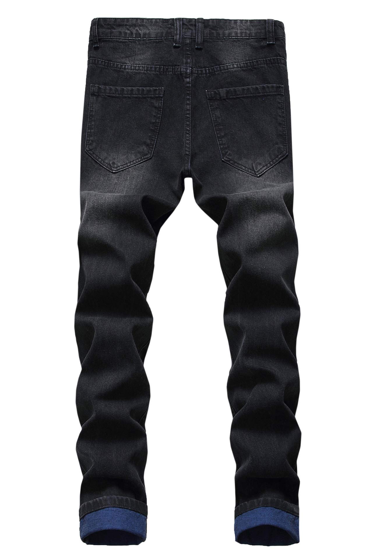 Baylvn Men's Ripped Distressed Destroyed Straight Slim Fit Jeans Skinny Casual Fashion Denim Pants