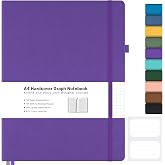 Graph Paper Notebook, Hardcover Notebook 8.5" x 11", Grid Notebook Journal | Large Leather Journal for Women Men Writing, No Bleed Thick Paper, A4 Notebooks for Work School Supplies, Engineering, Purple