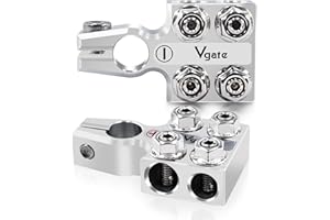 Vgate 8-Way Lead Acid Battery Terminal Connector, AGM Post Terminal Ends, 8AWG up to 4/0(XL) AWG Gauge, Positive & Negative for SAE/DIN/EN Tapered Top Post