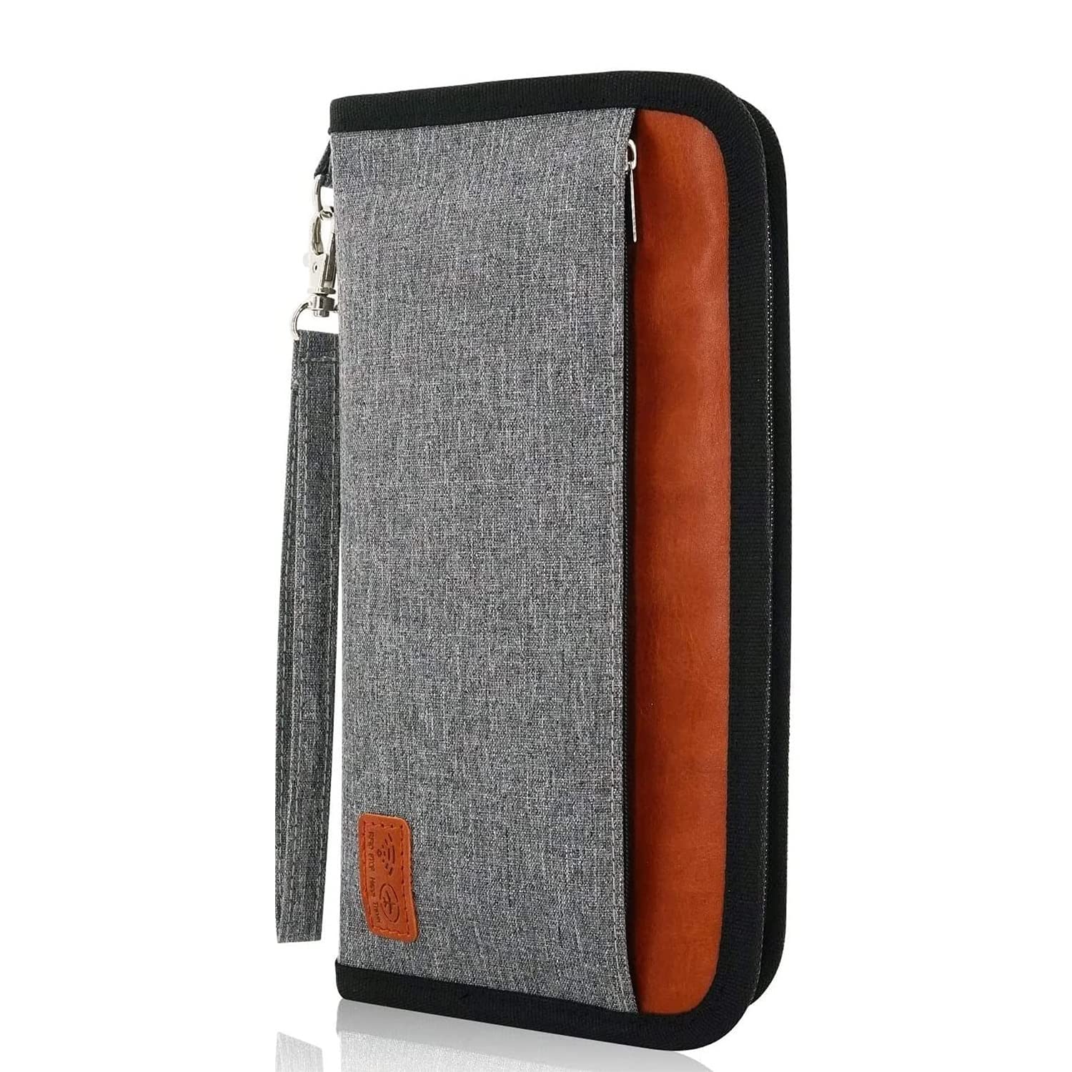 MOIRENTO Travel Document Holder Wallet Passport for Family RFID Blocking Organiser Holiday Organisers Accessories Grey Gifts Large Ticket Men UK Women, Grey-Brown