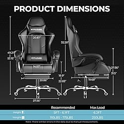 GTPLAYER Gaming Chair, Computer Chair with Footrest