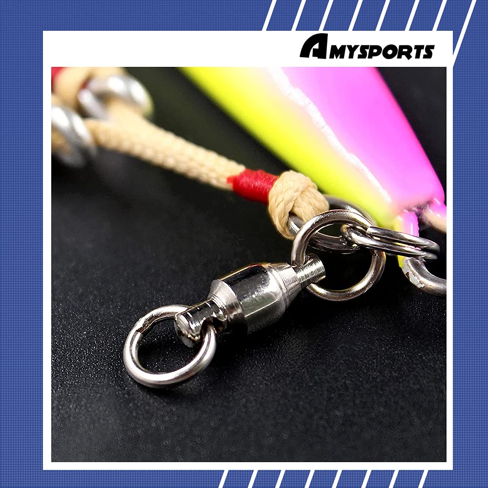 AMYSPORTS Ball Bearing Fishing Swivels Stainless High Strength Bearing Swivels Fishing Barrel Ball Fishing Swivel Freshwater Saltwater Connector Accessories 24pcs 31lbs - view 7