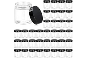 ﻿ ﻿ Eternal Moment 36 Pack 4 OZ Plastic Jars Round Clear Cosmetic Container Jars with Lids, Perfect for Lotion, Cream, Ointments, Makeup, Eye Shadow, Rhinestone, Samples, Pot, Travel Storage