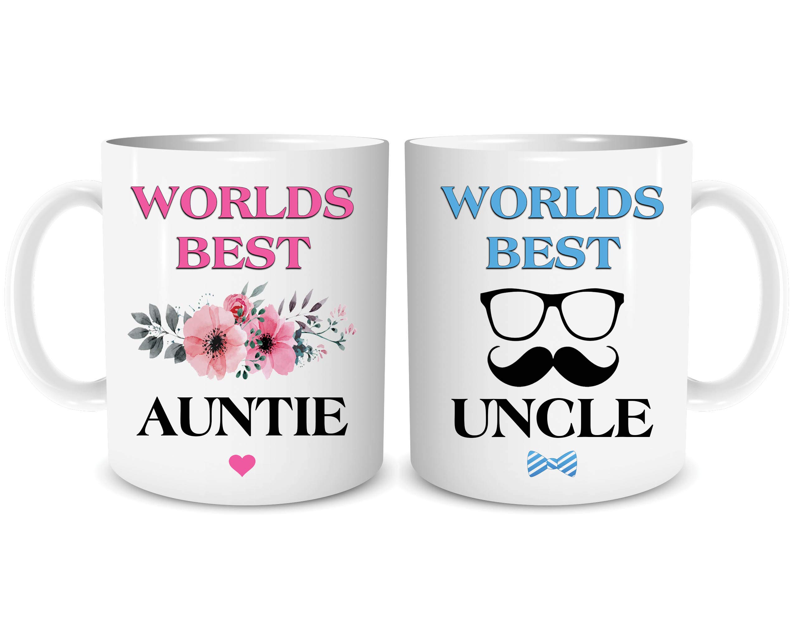 Mug Set Worlds Best Auntie and Uncle Coffee Mugs Christmas Present Gift Cup for Sister Brother from Niece Nephew WSDMUG2131