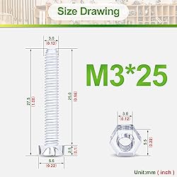 Pzsmocn 100 Pieces/50 Sets M3*25 mm PC Transparent
