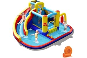 BOUNTECH Inflatable Water Slide, Mega Water Bounce House with Slide Combo for Kids Backyard Outdoor w/GFCI 750w Blower, Splash Pool, Blow up Waterslides Inflatables for Kids and Adults Party Gifts