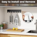 pickpiff Key Holder Wall Mount 8 Hooks Adhesive No Drill Black view 6